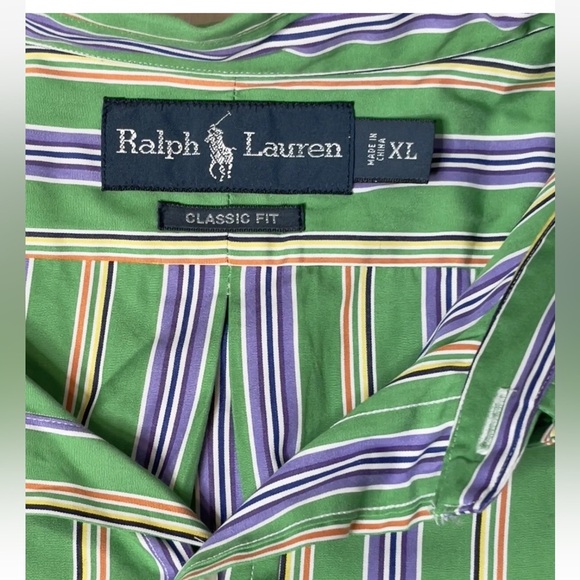 Ralph Lauren Men’s Classic Striped Button Down Dress Shirt. Size: XL - Picture 5 of 6